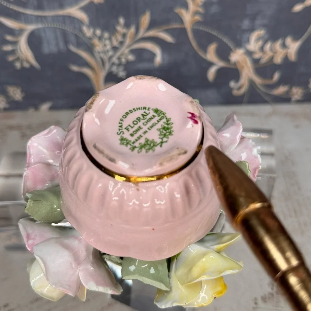 Vintage Staffordshire Bone China Floral Arrangement England Hand Painted